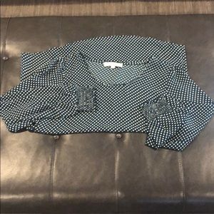 Loft Green Polka Dot Blouse - Size Large